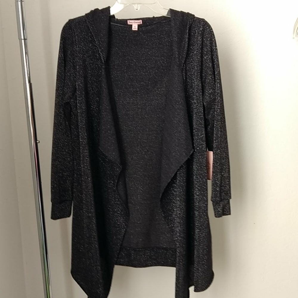New Juicy Couture Long Light Sparkling Sweater Jacket with Hood (NWT)